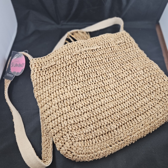 INC Summer Rattan Drawstring Bucket Bag - Picture 5 of 8